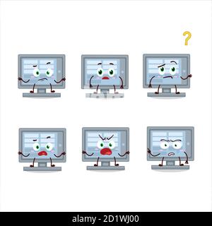 Cartoon-Charakter unter uns Monitor mit welchem Ausdruck Stock Vektor