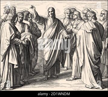 Jesus sendet die zwölf Jünger, Neues Testament, von Julius Schnorr von Carolsfeld, 1860 Stockfoto