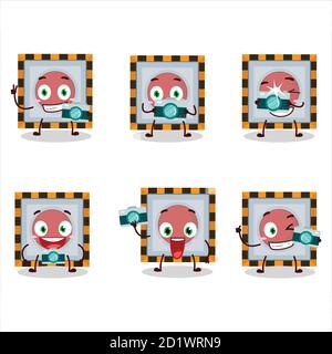 Fotograf Beruf Emoticon mit unter uns Notfall-Taste Cartoon-Figur Stock Vektor