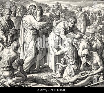 Die Fütterung der 5,000 Menschen, Neues Testament, von Julius Schnorr von Carolsfeld, 1860 Stockfoto