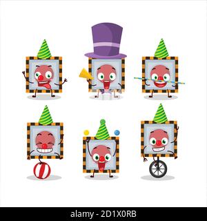 Cartoon-Charakter unter uns Notfall-Taste mit verschiedenen Zirkus Zeigt Stock Vektor