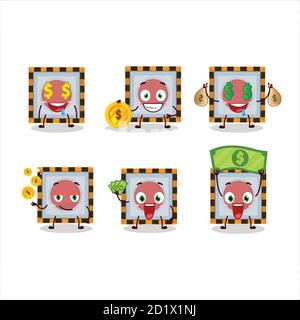 Unter uns Notfall-Taste Cartoon-Figur mit niedlichen Emoticon bringen Geld Stock Vektor