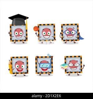 Schüler von unter uns Notfall-Taste Cartoon Charakter mit Verschiedene Ausdrücke Stock Vektor