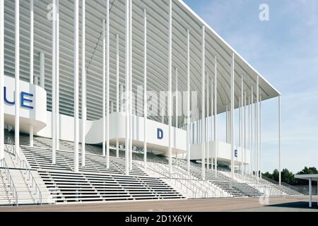 Das Matmut ATLANTIQUE Stadion, früher auch als Nouveau Stade de Bordeaux bekannt, in Bordeaux, Frankreich, ein elegantes Fußballstadion, das etwa 42,000 Personen Platz bietet. Abgeschlossen 2015. Stockfoto