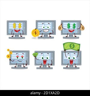 Unter uns Monitor Cartoon-Charakter mit niedlichen Emoticon bringen Geld Stock Vektor