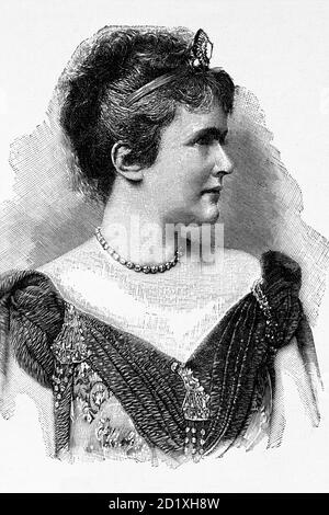 Elisabeth von Wied, Königin Gemahlin von Rumänien. Schriftsteller, literarischer Name Carmen Sylva. Frau von König Carol I. 1843-1916. Antike Illustration. 1894. Stockfoto