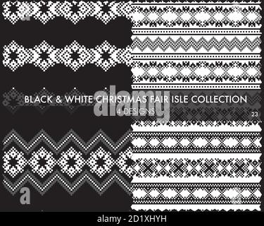 Die weihnachtliche Messe-Insel-Musterkollektion umfasst 4 Design-Muster für Fashion-Textilien, Strickwaren und Stock Vektor