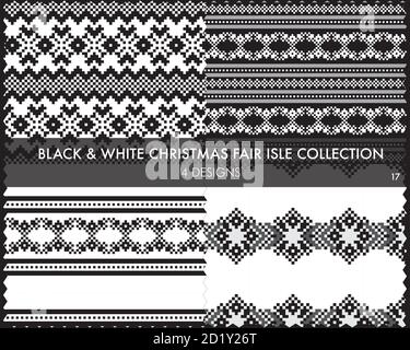 Die weihnachtliche Messe-Insel-Musterkollektion umfasst 4 Design-Muster für Fashion-Textilien, Strickwaren und Stock Vektor