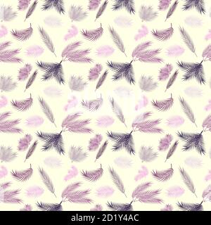 Nahtloses Blumenmuster mit purpurfarbenem Palmenzweig Stock Vektor