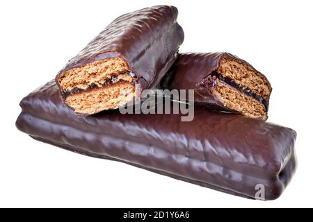 Lebkuchen-Bar in Schokoladeneisung isoliert auf weißem Hintergrund. Stockfoto