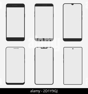 Vector Set von Smartphones. Abbildung mit isolierten Objekten auf weißem Hintergrund. Stock Vektor