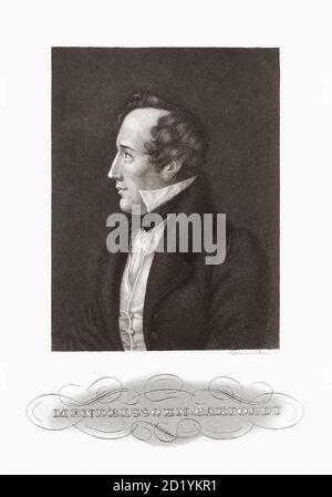 Jakob Ludwig Felix Mendelssohn Bartholdy, 1809–1847, geboren als Felix Mendelssohn. Deutscher Komponist, Pianist, Organist und Dirigent der Frühromantik. Stockfoto