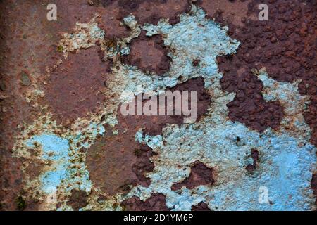 Blaue rostige Metalloberfläche Stockfoto