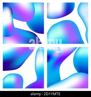 Eine Reihe von trendigen flüssigen Hintergründen blau cyan auf weiß Verlauf Stock Vektor