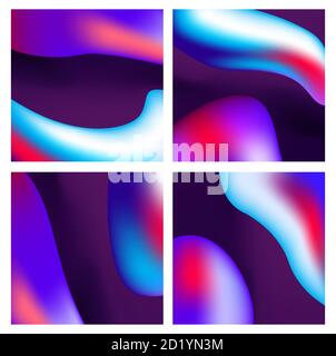 Eine Reihe von trendigen flüssigen Hintergründe dunkel violett ultraviolett Gradient Stock Vektor
