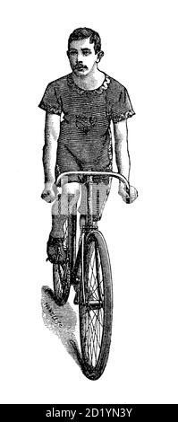 Sportler auf dem Fahrrad von unterwegs zu Gesundheit und Glück von Charles A. Vogeler Company [Werbung] Erscheinungsdatum 1897 Stockfoto