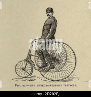 Direct Steering Dreirad Cycling by the Right Hon. Earl of Albemarle, William Coutts Keppel, (1832-1894) and George Lacy Hillier (1856-1941); Joseph Pennell (1857-1926) Published by London and Bombay : Longmans, Green and co. In 1896. Die Badminton Library Stockfoto