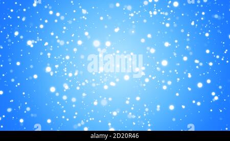 Weißer Schnee fliegt auf blauem Hintergrund. Weihnachten Schneeflocken. Winter Schneesturm Hintergrund Illustration. Stock Vektor