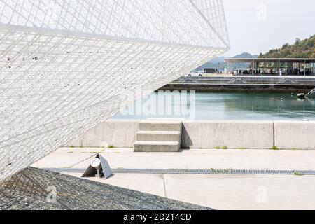 Detail des Naoshima Pavillons von Sou Fujimoto Architects, Naoshima, Japan Stockfoto