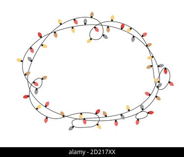 Weihnachten Glühbirnen runden Rahmen. Einfache, aber niedliche Weihnachten handgezeichneten Rahmen. Vektorgrafik Stock Vektor