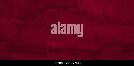 Intensive burgunderrote Farbe von handbemalten Aquarellflecken. Dunkelroter abstrakter Hintergrund mit natürlicher Textur. Stockfoto
