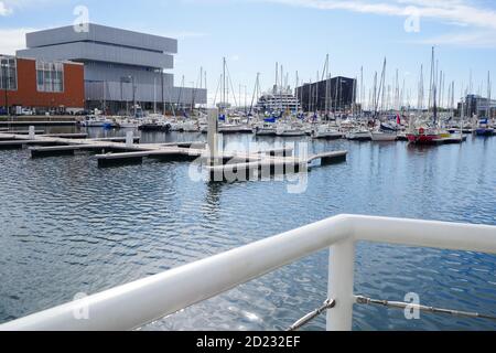 Segelhafen, Vauban Bassin, Le Havre, seine-Maritime, Normandie Region, Frankreich Stockfoto