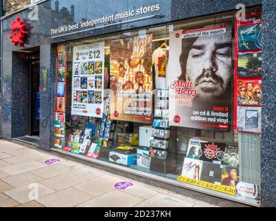 Fopp Store Cambridge - Fopp Independent Music Stores verkaufen Musik, Film, Bücher und andere Unterhaltungsprodukte, im Besitz von HMV, gegründet 1981 in Glasgow. Stockfoto