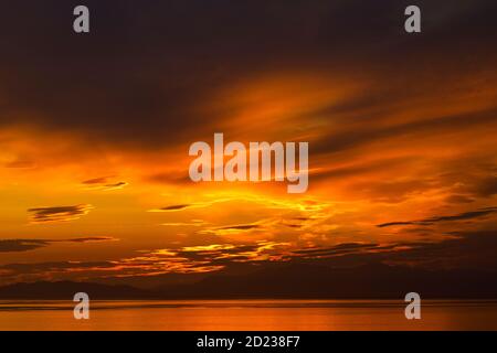 Sonnenuntergang in Paraparaumu an der Kapiti Küste von North Island, Neuseeland. Stockfoto