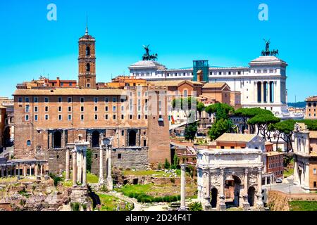 Rückansicht des Campidoglio vom Forum Romanum, Rom, Italien Stockfoto