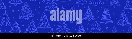 Weihnachtsbaum nahtlose horizontale Grenze. Vektorgrafik. Stock Vektor
