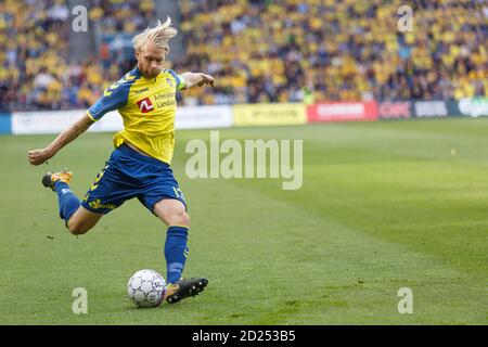 Brondby, Dänemark. Mai 2018. Johan Larsson (13) von Broendby, WENN er während des 3F Superliga-Spiels zwischen Broendby IF und AAB im Brondby Stadium gesehen wurde. (Foto: Gonzales Photo - Thomas Rasmussen). Stockfoto