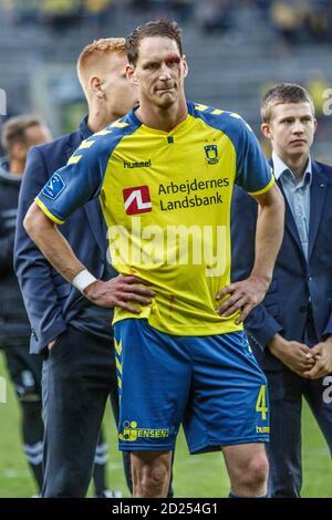 Brondby, Dänemark. Mai 2018. Benedikt Rocker (4) von Broendby, WENN gesehen nach dem 3F Superliga-Spiel zwischen Broendby IF und AAB im Brondby Stadium. (Foto: Gonzales Photo - Thomas Rasmussen). Stockfoto