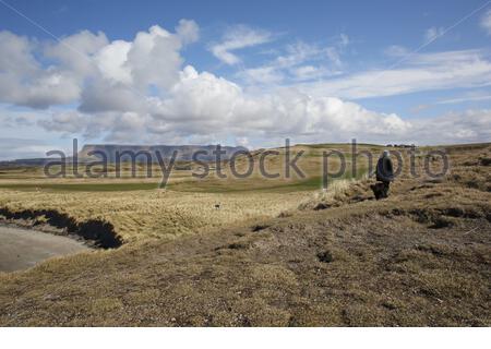 Ein Blick auf Ben Bulben von Rosses Point in Sligo, Irland. Stockfoto