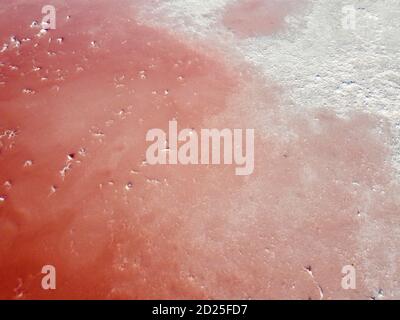 Rosa Wasser und Salz auf einem rosa See in Spanien. Stockfoto