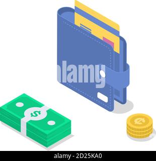 Gehalt Zahlung isometrische Farbe Vektor Illustration. Buchhaltung und Audit. Geld sparen. Umsatzsteigerung. Bankwesen. Jahresbonus. Auszahlung, Zahltag. 3d Stock Vektor