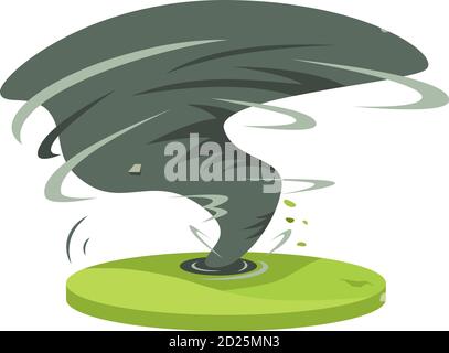 Hurrikan im ländlichen Raum Cartoon Vektor Illustration. Tropischer Wirbelsturm. Gewitter. Heftiger Tornado auf dem Feld. Unheil. Zerstörung. Flache Farbe Stock Vektor