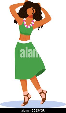 Dancing brasilianische Mädchen flache Farbe Vektor gesichtslosen Charakter. Modische weibliche in floralen Halskette. Stehende Latino Frau isoliert Cartoon Stock Vektor