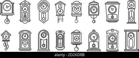 Haus Pendeluhr Symbole eingestellt. Skizzieren Satz von Haus Pendel Uhr Vektor-Symbole für Web-Design isoliert auf weißem Hintergrund Stock Vektor