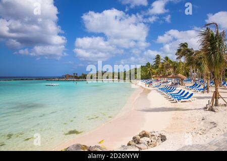 Karibik, Niederländische Antillen, Aruba, Renaissance Island, Flamingo Beach Stockfoto