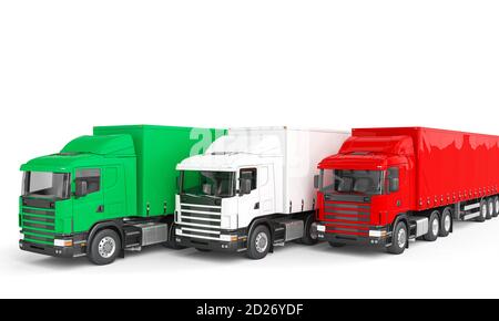 Lastenwagen mit italienischer Flagge, Konzept von Made in italy. 3d-Rendering Stockfoto