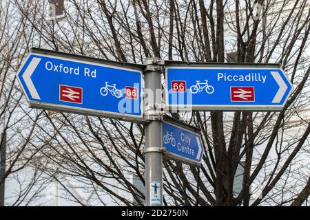 Hinweisschild In Manchester England 8-12-2019 Stockfoto