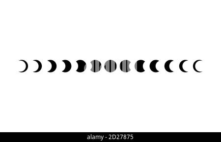 Mondphasen-Symbol in Schwarz. Astronomie. Platz. Eclipse. Vektor auf isoliertem weißem Hintergrund. EPS 10 Stock Vektor