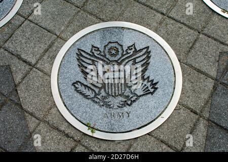 WILDWOOD, NEW JERSEY - 16. September 2020: Ein kreisförmiges Symbol, das die US-Armee vor Ort darstellt. Stockfoto