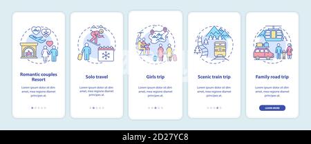 Winter Urlaub Ideen Onboarding mobile App Seite Bildschirm mit Konzepten Stock Vektor