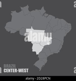 Karte der Region Brasilien Centre-West Stock Vektor
