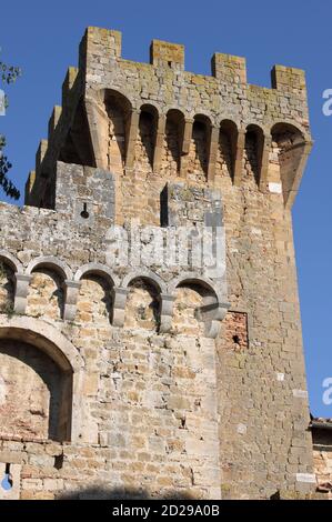 Spedaletto Burg in Val d ' Orcia. Toskana, Italien Stockfoto