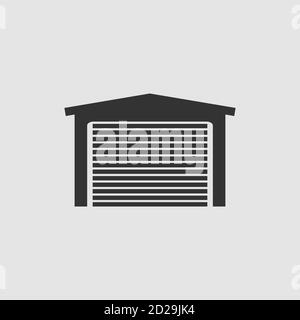 Garage Symbol flach. Schwarzes Piktogramm auf grauem Hintergrund. Symbol für Vektorgrafik Stock Vektor