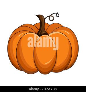 Kürbis herbstliche Cartoon-Vektor-Bild auf weiß isoliert. Orange gesunde Ernährung Form. Illustration für halloween oder Danksagung Party Einladung. Aut Stock Vektor