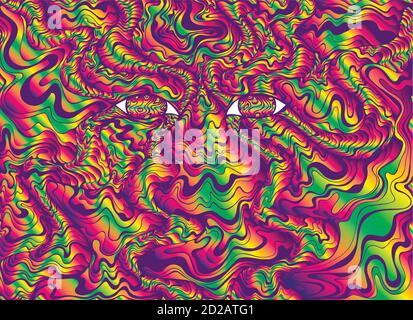 Psychedelische Alien-Augen mit Wellen. Helle Farbverläufe. Fanta Stock Vektor