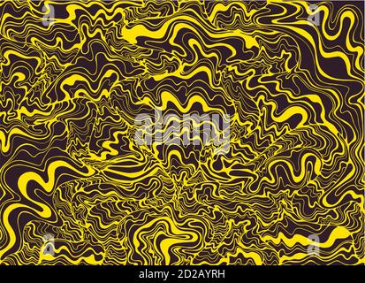 Gelbe dekorative Doodle Wellen, braune Farbe Hintergrund. Stock Vektor